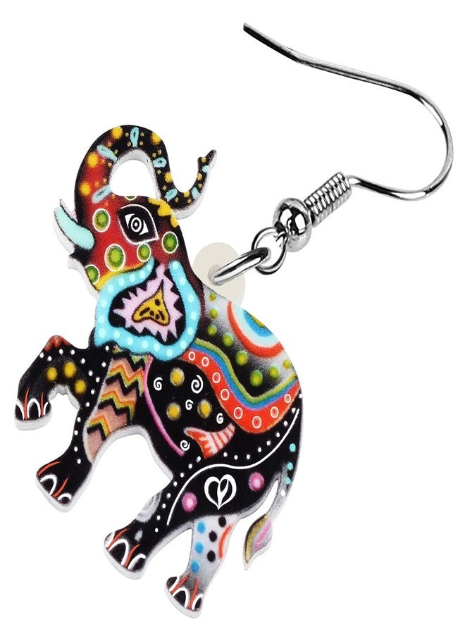 BONSNY Acrylic Africa Jungle Elephant Drop Dangle Statement for Women Earrings Jewelry Charms Gifts (Dark) - Image 4