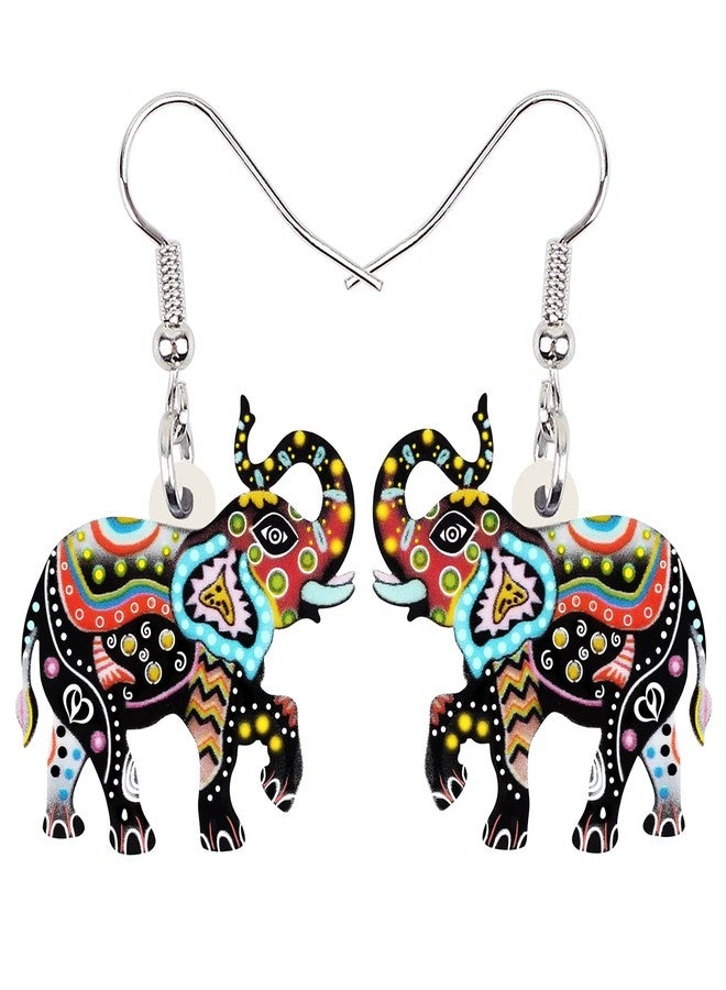 BONSNY Acrylic Africa Jungle Elephant Drop Dangle Statement for Women Earrings Jewelry Charms Gifts (Dark) - Image 1
