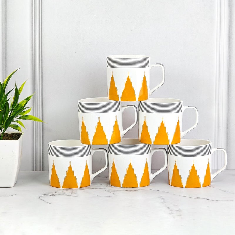 UPC Tea Cups Set of 6 Coffee CupMugs New Modern Design Fine Bone China Ceramics Tableware Premium Lightweight TeaCoffee Mug CM162 - Image 1