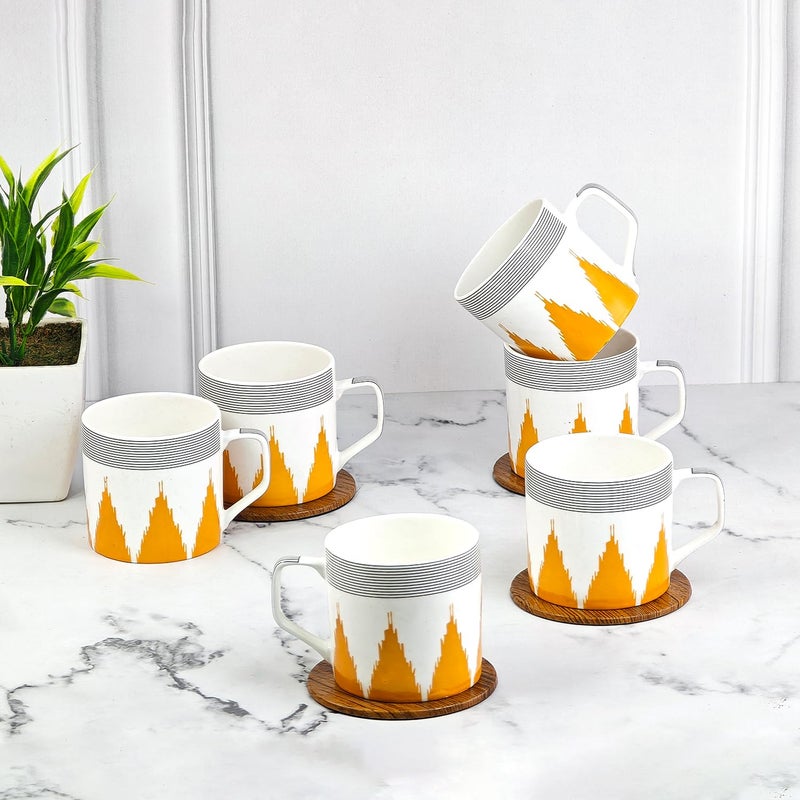 UPC Tea Cups Set of 6 Coffee CupMugs New Modern Design Fine Bone China Ceramics Tableware Premium Lightweight TeaCoffee Mug CM162 - Image 2