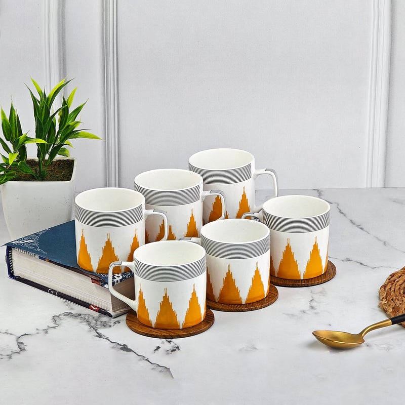 UPC Tea Cups Set of 6 Coffee CupMugs New Modern Design Fine Bone China Ceramics Tableware Premium Lightweight TeaCoffee Mug CM162 - Image 3