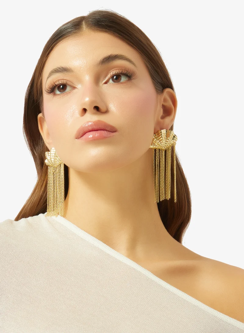 Ella Gold Gold Chain Drop Down Earrings for Women | Best Price UAE