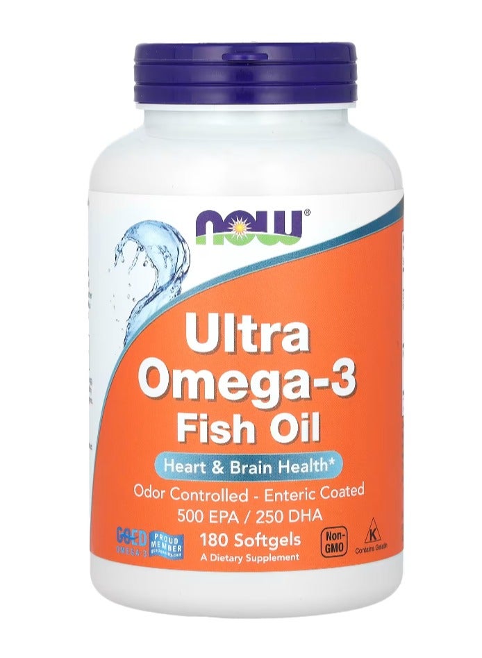 NOW Foods, Ultra Omega-3 Fish Oil, 180 Softgels