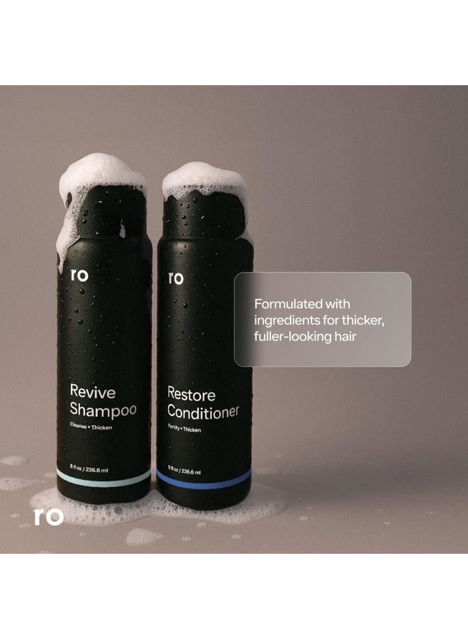 Roman Ro Men's Revive Shampoo & Restore Conditioner Duo | Exfoliates, Clarifies, Fortifies & Moisturizes for Thicker Looking Hair, Made Without Sulfates, Parabens, or Phthalates | 8 fl oz (Pack of 2) - Image 2