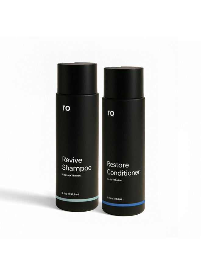 Roman Ro Men's Revive Shampoo & Restore Conditioner Duo | Exfoliates, Clarifies, Fortifies & Moisturizes for Thicker Looking Hair, Made Without Sulfates, Parabens, or Phthalates | 8 fl oz (Pack of 2) - Image 1