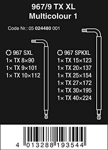 WERA 05024480001 9679 TX XL Multicolour 1 Multicolour LKey Set for TORX Screws Long 9 Pieces - Image 3