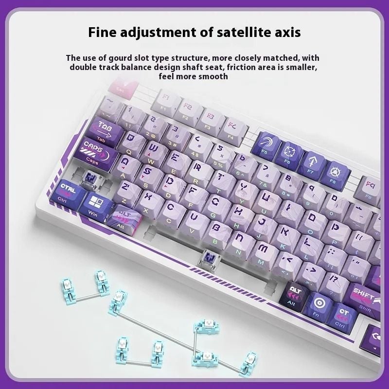 Dareu Ek75 Wireless Tri-Mode Gasket Gaming Keyboard, Hot-Swappable Rgb, Multifunction Knob, Sky V3 Switch, Purple - Image 3
