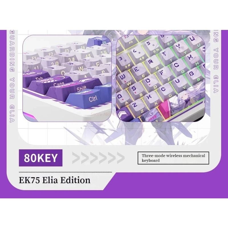 Dareu Ek75 Wireless Tri-Mode Gasket Gaming Keyboard, Hot-Swappable Rgb, Multifunction Knob, Sky V3 Switch, Purple - Image 4