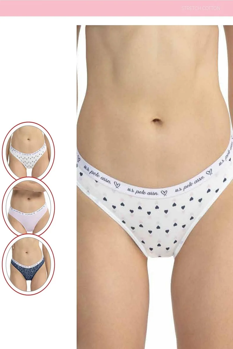 U.S. Polo Assn. 66430 Women's Mixed Pattern Cotton 3-Pack Briefs-Lilac