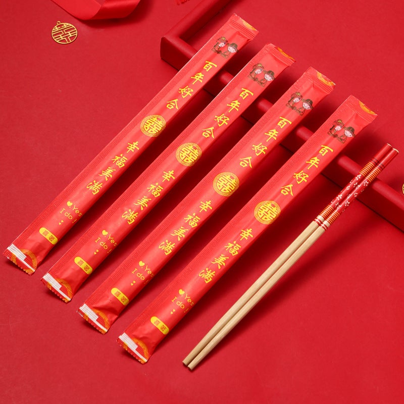 Disposable Chopsticks Wedding Bowl Chopsticks Set Wedding Chopsticks Wedding Red Chopsticks Household Wedding Tableware - Image 3