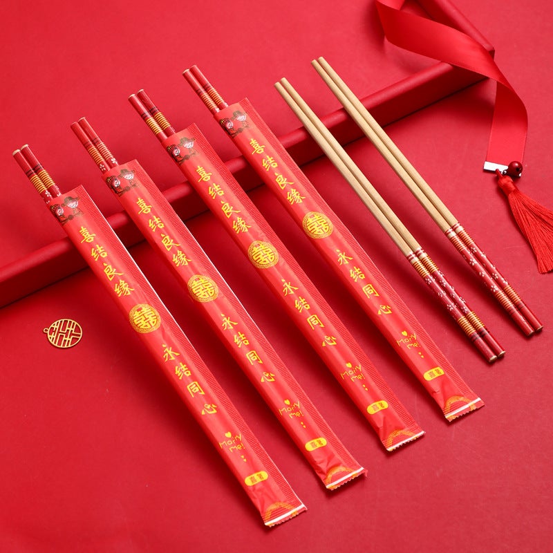 Disposable Chopsticks Wedding Bowl Chopsticks Set Wedding Chopsticks Wedding Red Chopsticks Household Wedding Tableware - Image 4