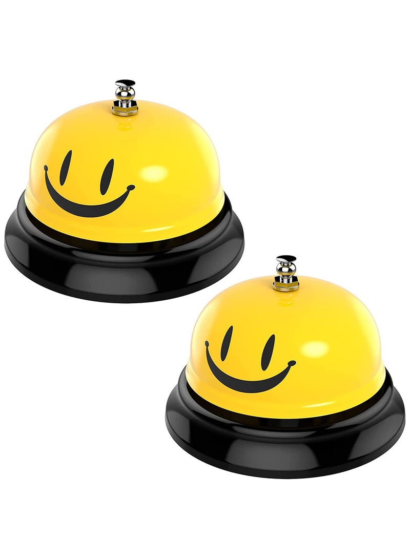 Beauenty Service Call Bell, 2 Packs Yellow Counter Bell with Environmental Protection Paint Anti-rust Coating, Front Desk Bell for Schools, Dinner, Hotel, Reception Areas, Service Bell Dinner Desk Bell  - Image 1