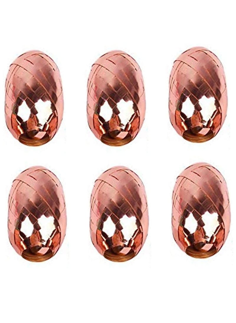LA FIESTA - 6 Piece Rose Gold Curling Ribbon for Balloons Gift Wrapping Birthday Party Decorations - Image 1