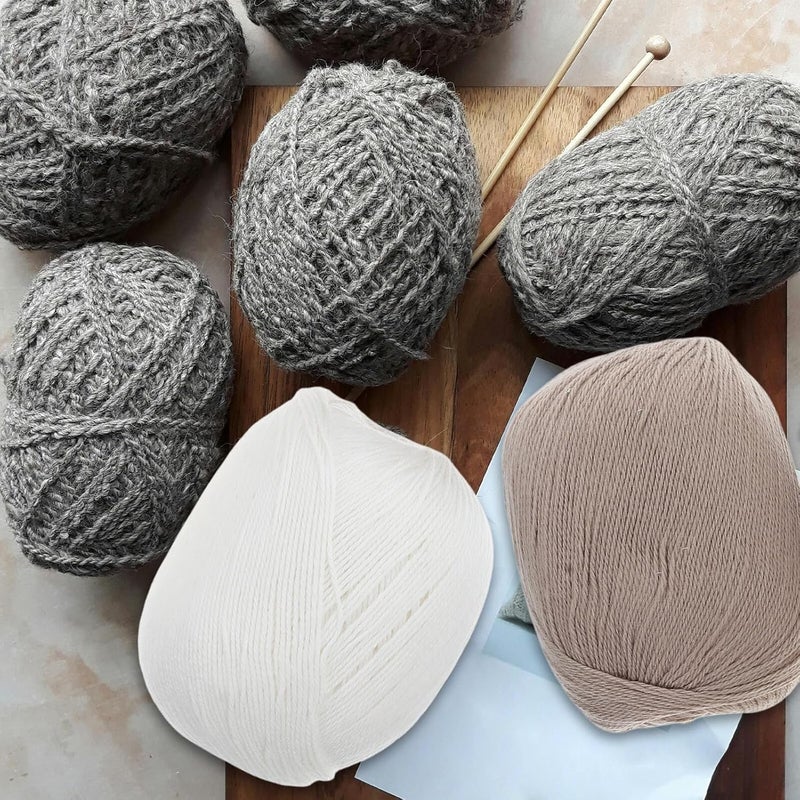 Healeved 6pcs Hand Knitting Cashmere Yarn Set, Fine Medium Weight Fluffy Wool Yarn for DIY Crochet and Knitting, Includes White, Light Gray, and Medium Taupe, for Scarves, Hats, Sweaters, - Image 4