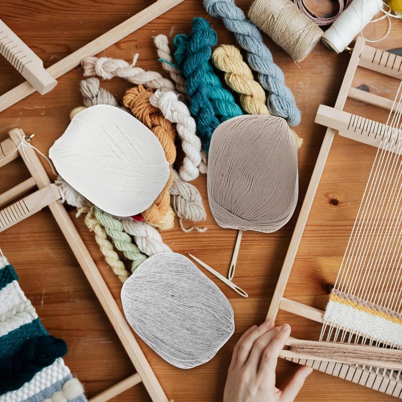 Healeved 6pcs Hand Knitting Cashmere Yarn Set, Fine Medium Weight Fluffy Wool Yarn for DIY Crochet and Knitting, Includes White, Light Gray, and Medium Taupe, for Scarves, Hats, Sweaters, - Image 3