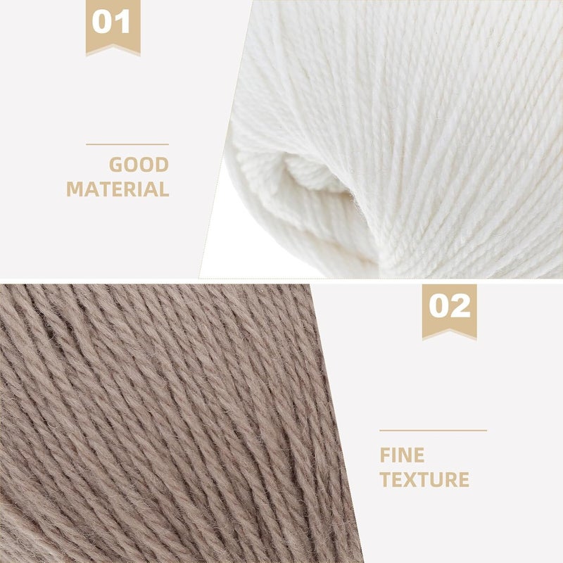 Healeved 6pcs Hand Knitting Cashmere Yarn Set, Fine Medium Weight Fluffy Wool Yarn for DIY Crochet and Knitting, Includes White, Light Gray, and Medium Taupe, for Scarves, Hats, Sweaters, - Image 5