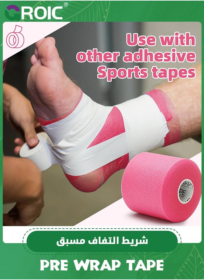 GROIC 3-Rolls Pre Wrap Tape, OK TAPE Athletic Foam Underwrap for Sports, Protect for Ankles Wrists Hands and Knees, 2.75 Inches x 30 Yards - Pink, 3-Rolls  - Image 5