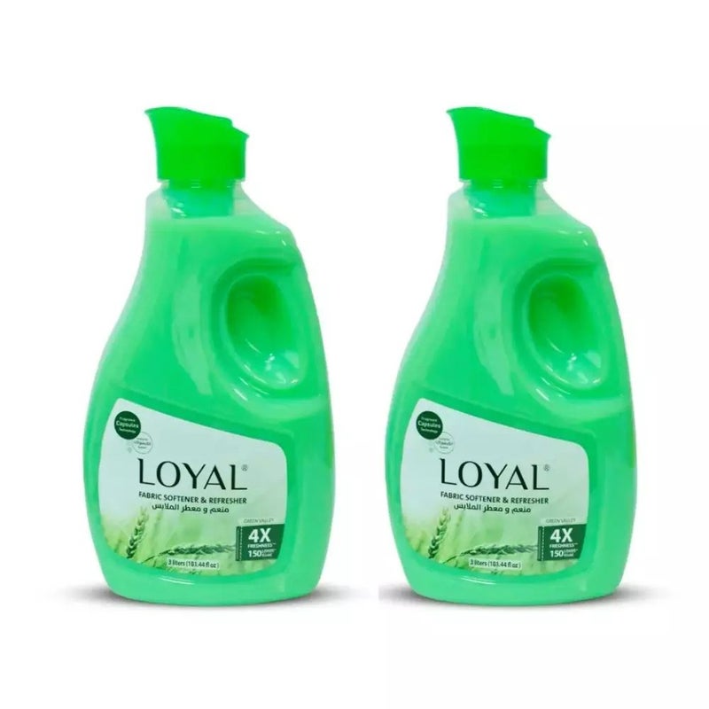 Loyal Green Valley Fabric Softener & Freshener With 4X Freshness up to 150 Loads- 2X3Ltr