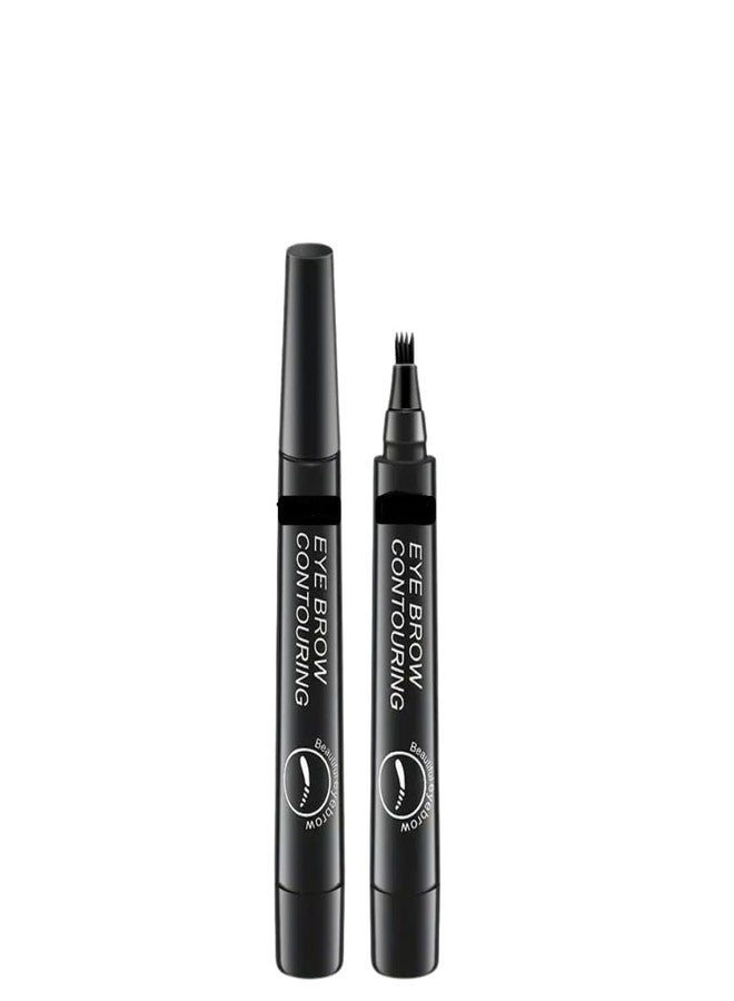 vulrian Eyebrown Pen 4 Tip - Eyebrow Pen - Eyebrow Pencil Black - Cosmetics Arch Arrival Brow Definer - Brow Pencil With Spoolie - Pigmented Eyebrow Pencil [ Black ] - Image 1