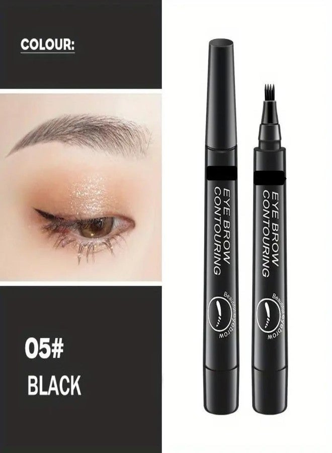vulrian Eyebrown Pen 4 Tip - Eyebrow Pen - Eyebrow Pencil Black - Cosmetics Arch Arrival Brow Definer - Brow Pencil With Spoolie - Pigmented Eyebrow Pencil [ Black ] - Image 3