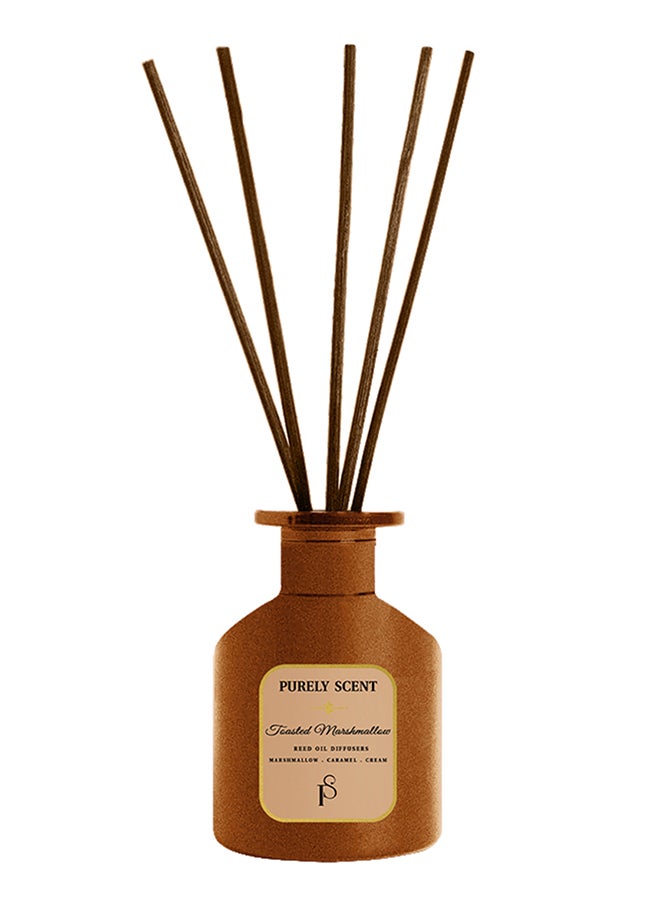 PURELY SCENT Toasted Marshmallow Reed Diffuser – Large 200ML Long Lasting Home Fragrance Diffuser – Sweet Marshmallow & Vanilla Essential Oil Reed Diffuser – Cozy Winter Aromatherapy Decor  - Image 1