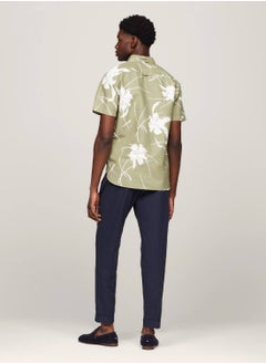 TOMMY HILFIGER Men's Tropical Print Short Sleeve Poplin Shirt -  Pure cotton poplin, Green/ White  - Image 2