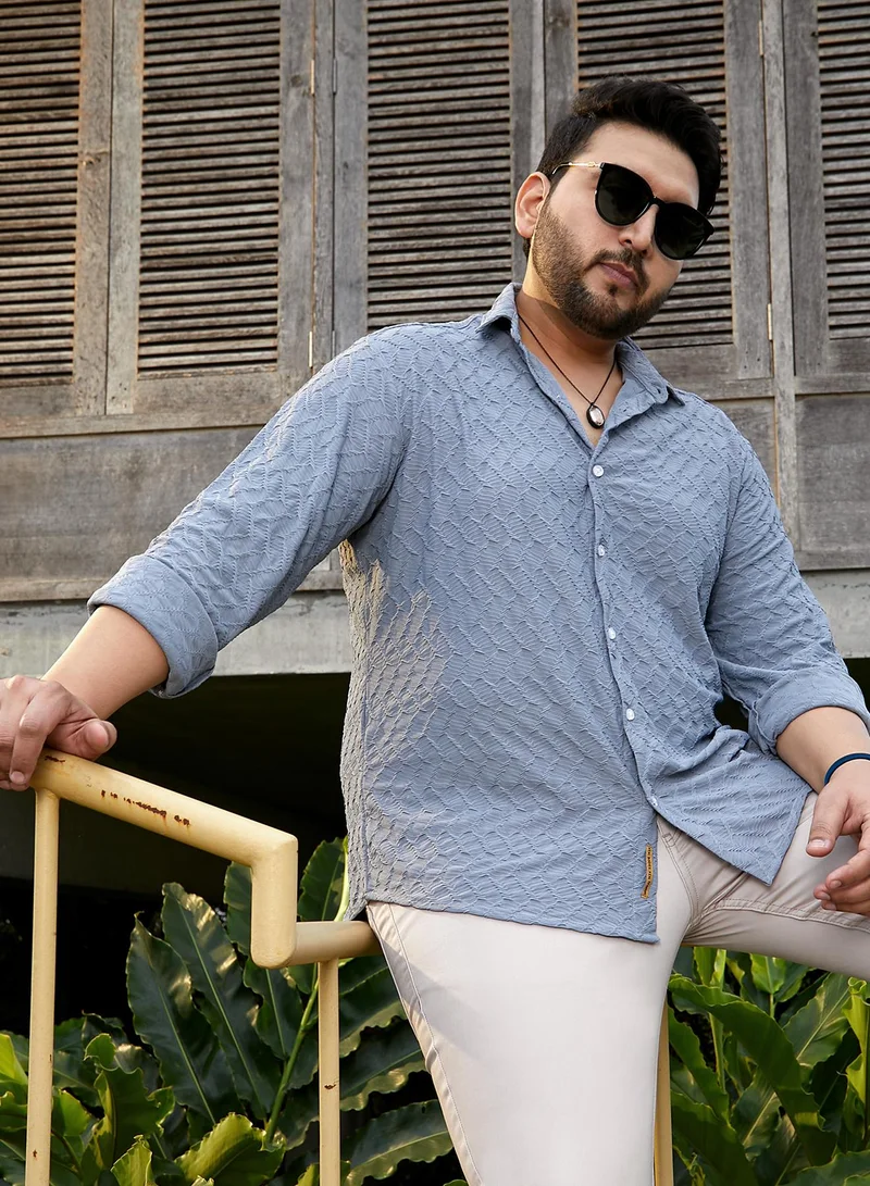 انستافاب بلس قميص رجالي أزرق قرمزي بنقشة متعرجة مقاس بلس