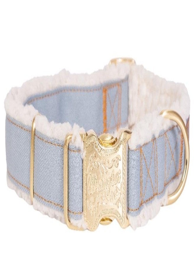 Wrangler Light Wash Denim and Sherpa Dog Collar-XL - Image 1