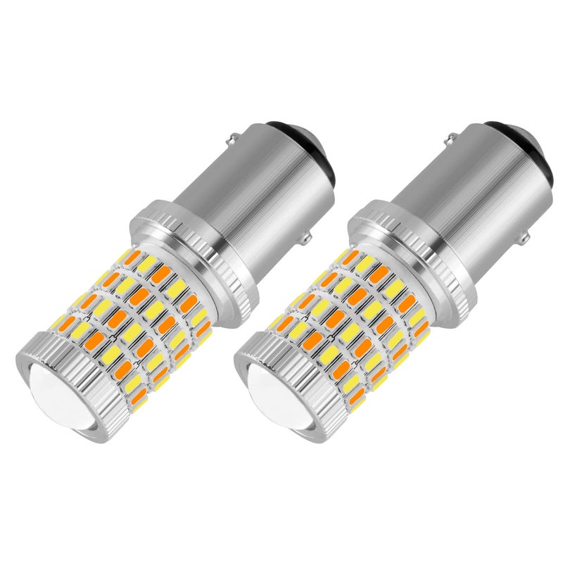 AUXLIGHT 1157 2057 2357 7528 Switchback LED Bulbs 76SMD Chipsets WhiteAmber with Projector Replacement for FrontRear Turn Signal Parking Daytime Running LightsDRL Pack of 2