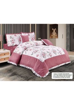 GOLDEN MILLION 100% Cotton Floral Printed Soft Duvet Cover Ruffle Bedding Set 6 Pieces King Size 