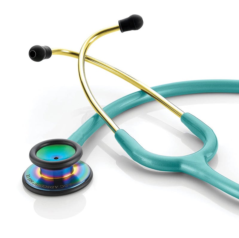 ADC Adscope 603 Clinician Stethoscope with Tunable AFD Technology, 31 inch Length, Iridescent Metallic Caribbean - Image 1