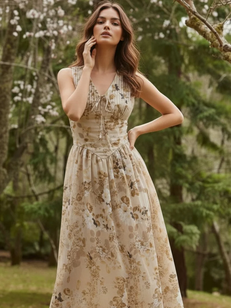 Outzidr  Yellow fitted-waist midi dress for Women | Best Price UAE
