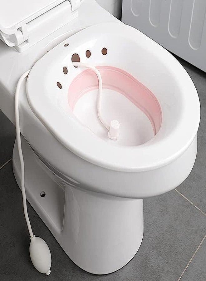 Wrixty Sitz Bath for Hemorrhoids, Sitz Bath for Toilet Seat, Postpartum Care, Yoni Steam Seat for Women, Collapsible, Flusher Hose, Drain Holes, Wider Seating Area, Deeper Bowl - Image 2