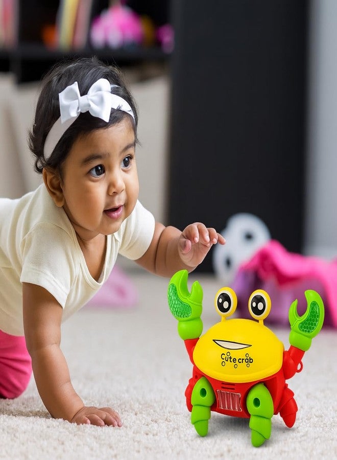 TOHIBEE Crawling Crab Baby Toy, Sensing Interactive Walking Dancing Baby Sensory Toy with Music, Infant Tummy Time Toys, Fun Birthday Gift for Infant Toddler Boy Girl (Yellow-red, Mini) - Image 4