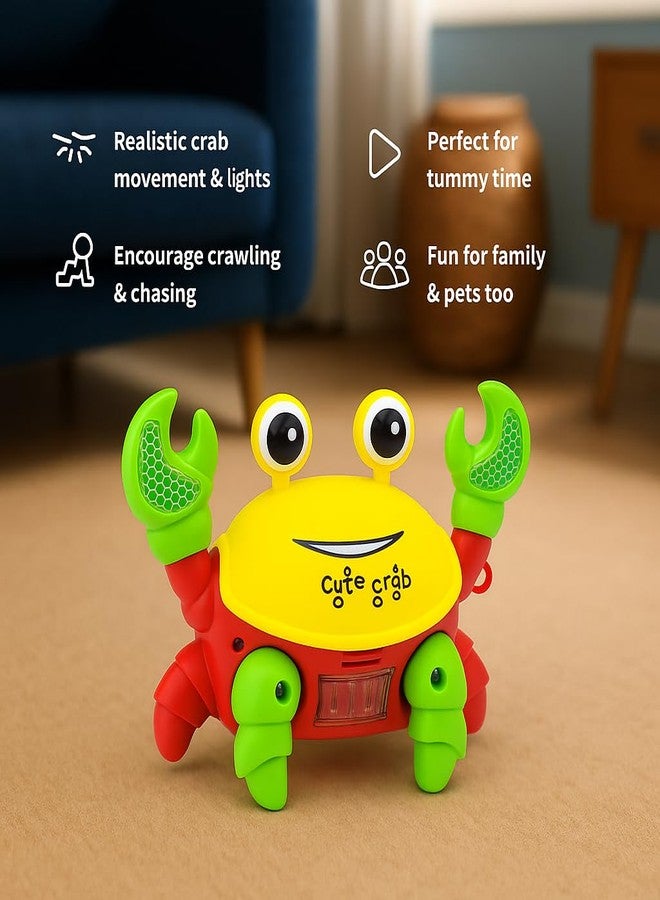 TOHIBEE Crawling Crab Baby Toy, Sensing Interactive Walking Dancing Baby Sensory Toy with Music, Infant Tummy Time Toys, Fun Birthday Gift for Infant Toddler Boy Girl (Yellow-red, Mini) - Image 3