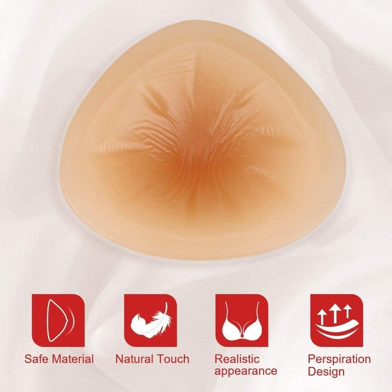 ONEFENG Triangle Silicone Breast Form Mastectomy Prosthesis Concave Bra Enhancer Inserts (1 Piece) - Image 2