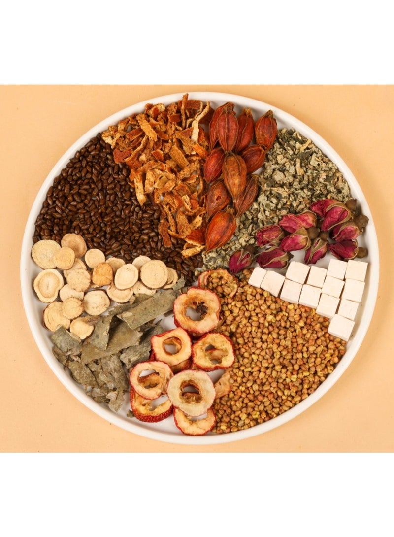 LUXEORIA Golden fat-burning tea·Treasures and ten directions: Cassia seeds | Winter melon | Double-petaled red rose | Lotus leaves | Poria | Buckwheat | Orange peel | Licorice | Hawthorn | Gardenia Triple-targeted fat burning technology · Deep cooling · Visible waistline in 21 days · Middle East climate specialized formula  - Image 5