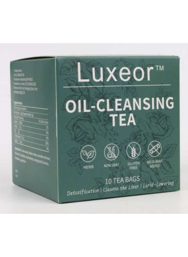 LUXEORIA Golden fat-burning tea·Treasures and ten directions: Cassia seeds | Winter melon | Double-petaled red rose | Lotus leaves | Poria | Buckwheat | Orange peel | Licorice | Hawthorn | Gardenia Triple-targeted fat burning technology · Deep cooling · Visible waistline in 21 days · Middle East climate specialized formula  - Image 1