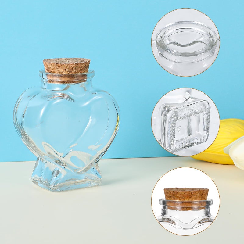 ElevateTech Mini Glass Bottles with Cork Stoppers, 2 Pcs Heart-Shaped Decorative Jars Star Shaped Small Decorative Glass Bottles with Cork Lid for DIY Art Crafts Decoration Party Supplies Favor Bottle - Image 3