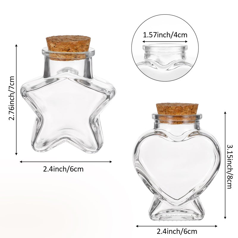 ElevateTech Mini Glass Bottles with Cork Stoppers, 2 Pcs Heart-Shaped Decorative Jars Star Shaped Small Decorative Glass Bottles with Cork Lid for DIY Art Crafts Decoration Party Supplies Favor Bottle - Image 2