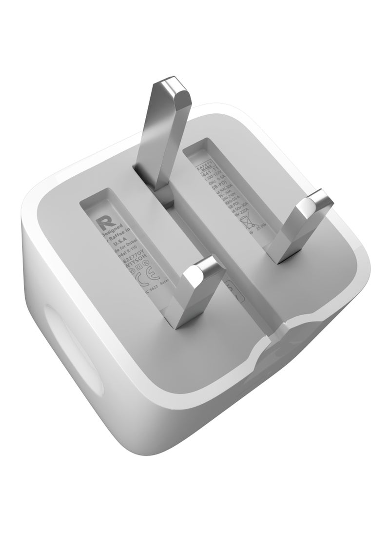 RAFFAE - 25W PD Power Adapter with GaN(Gallium Nitride) Chip, USB Type C Fast Charger Travel Adapter For iPhone 15/15 Pro/15 Pro Max/15 Plus/14/13/12, Samsung, OnePlus- White - Image 1