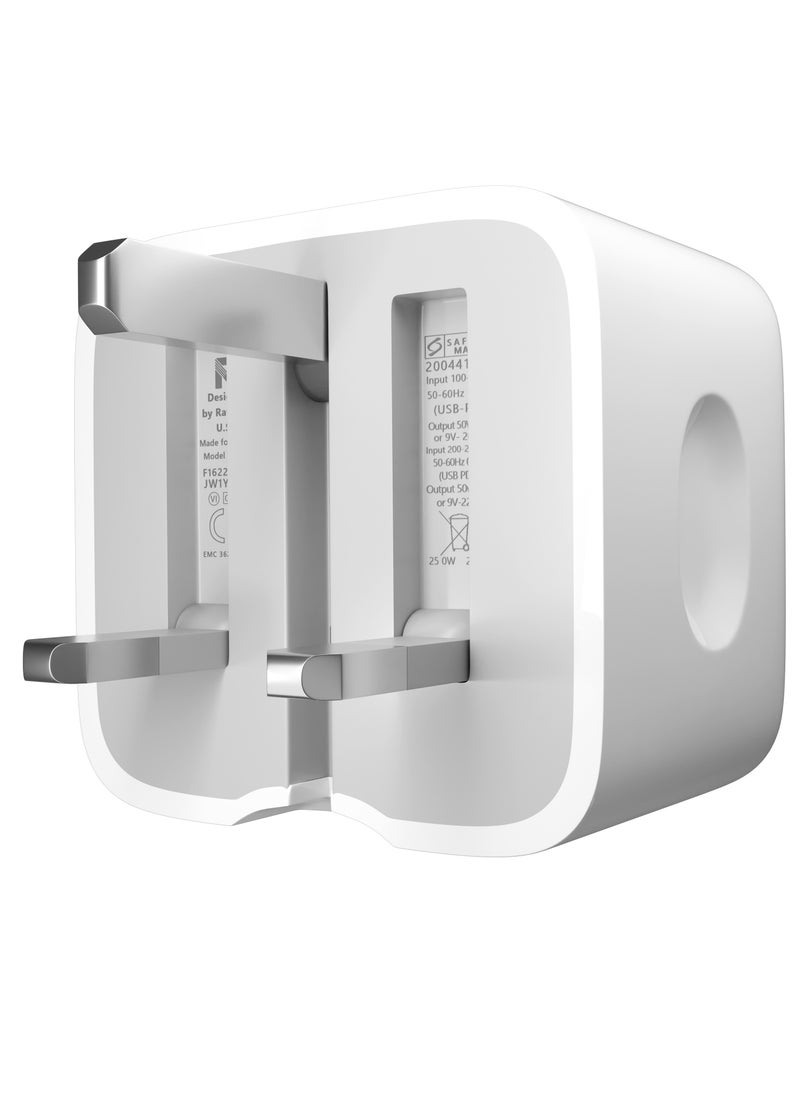 RAFFAE - 25W PD Power Adapter with GaN(Gallium Nitride) Chip, USB Type C Fast Charger Travel Adapter For iPhone 15/15 Pro/15 Pro Max/15 Plus/14/13/12, Samsung, OnePlus- White - Image 1