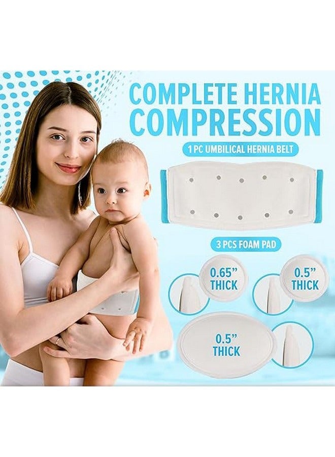 Beauenty Baby Umbilical Hernia Belt with 3 pcs Foam Compression Pads – Stretchable and Breathable Baby Belly Button Band Hernia for Newborn Umbilical Cord (for 15 -22 Inches Waist) - Image 2