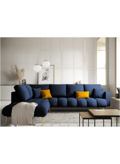 Al Home 6 Seater L-Shape Sofa Velvet 85×180×85×250 Cm - Dark Blue  - Image 1