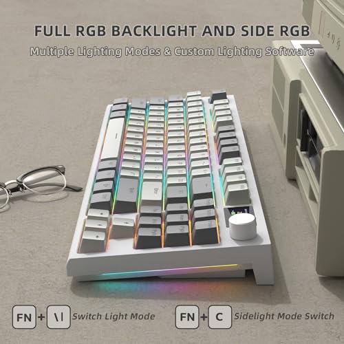 MAMBASNAKE ATTACK SHARK K86 Wireless Mechanical Keyboard with 1.2" TFT Color Display & CNC Knob,Hot Swappable RGB Backlit,2.4GHz/BT/Wired Modes,Customizable Blue Whale Switch,PBT Keycaps for WIN/MAC (Gray) - Image 5