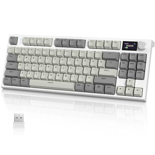MAMBASNAKE ATTACK SHARK K86 Wireless Mechanical Keyboard with 1.2" TFT Color Display & CNC Knob,Hot Swappable RGB Backlit,2.4GHz/BT/Wired Modes,Customizable Blue Whale Switch,PBT Keycaps for WIN/MAC (Gray) - Image 1