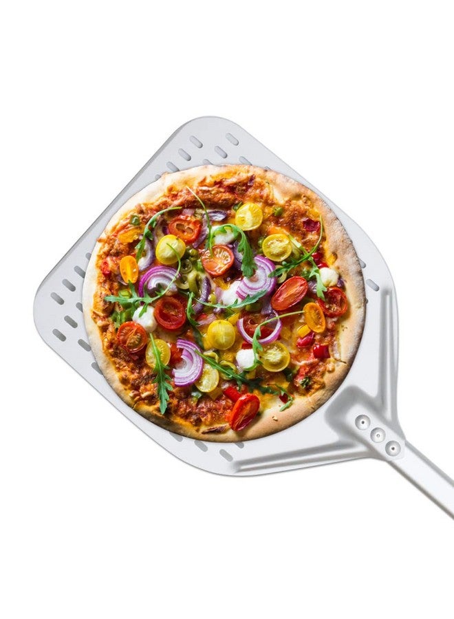 THW مقلاة بيتزا THW® 12"x14" مع مقبض بطول 31" | مجداف بيتزا احترافي من الألمنيوم مصقول يدويًا | 100% درجة غذائية | مجرفة خبز غير لاصقة للبيتزا، الخبز، المعجنات | مقبض بلاستيكي متين | فضي - Image 4