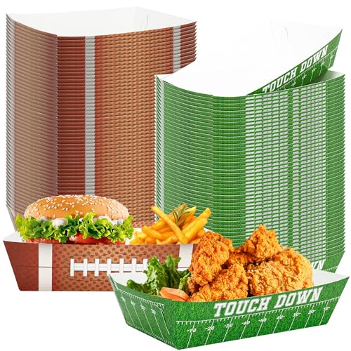 Helimoto 100 PCS Football Party Supplies, Football Paper Food Tray, Large Disposable Snack Tray, Party Snacks Serving Trays for Hamburg Taco Fries Hot Dog Touchdown Favors - Image 1