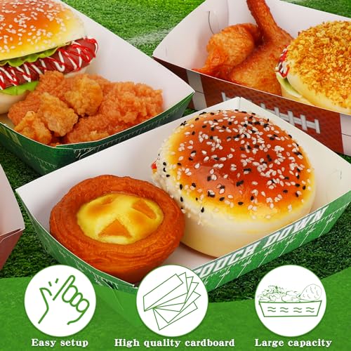 Helimoto 100 PCS Football Party Supplies, Football Paper Food Tray, Large Disposable Snack Tray, Party Snacks Serving Trays for Hamburg Taco Fries Hot Dog Touchdown Favors - Image 4