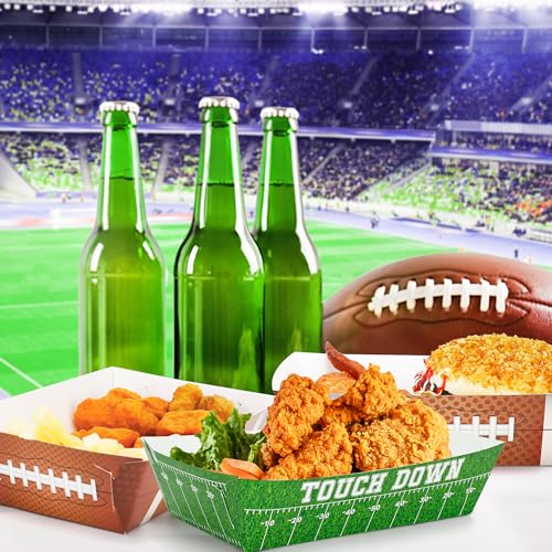 Helimoto 100 PCS Football Party Supplies, Football Paper Food Tray, Large Disposable Snack Tray, Party Snacks Serving Trays for Hamburg Taco Fries Hot Dog Touchdown Favors - Image 5